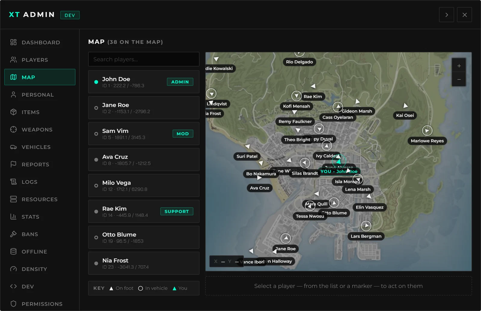 The live player map