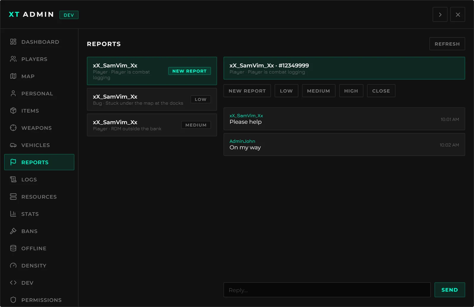 The Reports tab
